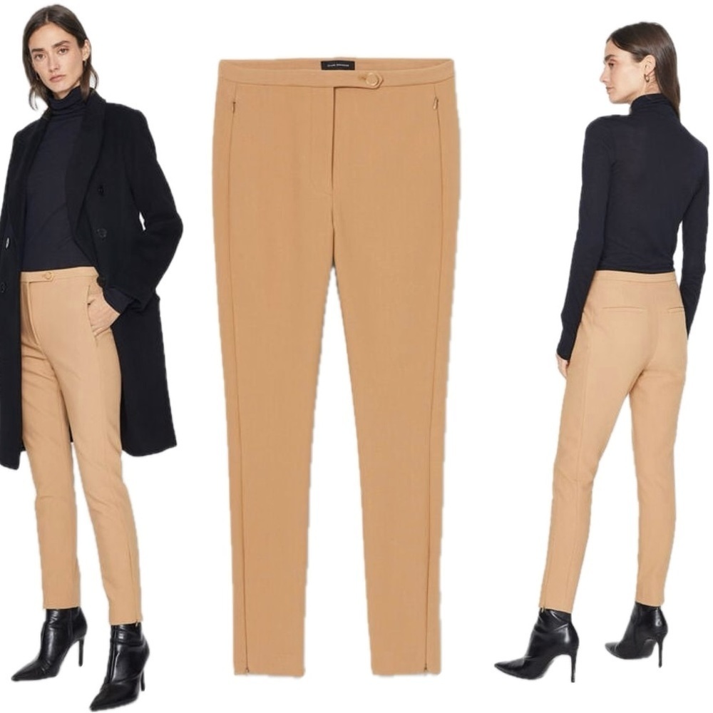 Club Monaco camel brown Tab Front slim fit Skinny Pants Sz 10